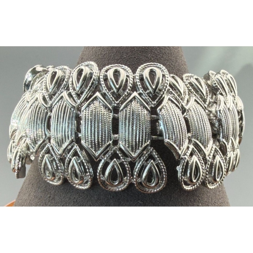 Vintage Coro Bracelet Chunky Wide Link Bracelet Silver Tone 7.5"